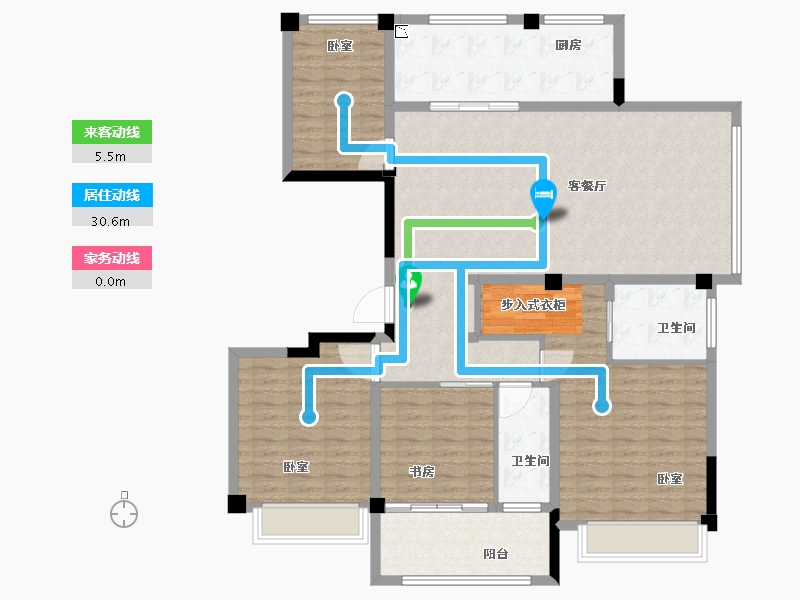 浙江省-宁波市-河姆渡国际花园二期-132.85-户型库-动静线