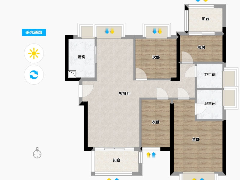 福建省-福州市-阳光城•丽景湾-85.00-户型库-采光通风