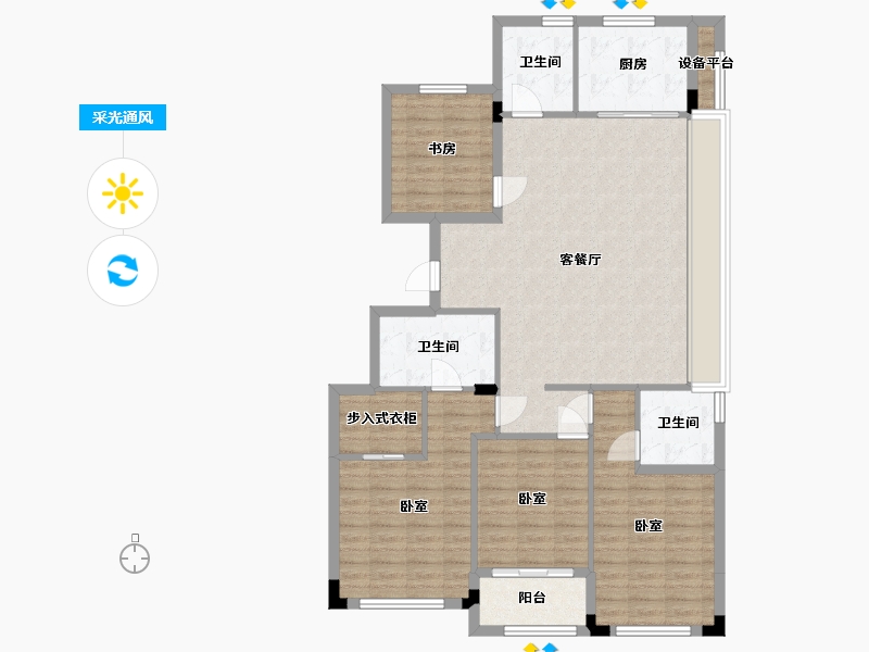 浙江省-湖州市-滨江棕榈·十里春晓-115.11-户型库-采光通风