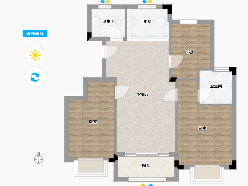 浙江省-湖州市-滨江棕榈·十里春晓-71.59-户型库-采光通风