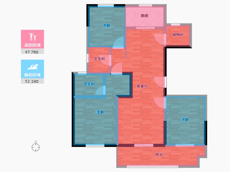 江苏省-南通市-美华公馆-107.00-户型库-动静分区