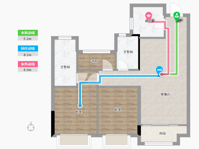 浙江省-湖州市-景都·天鹅湾-76.39-户型库-动静线