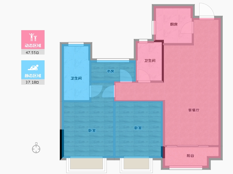 浙江省-湖州市-景都·天鹅湾-76.39-户型库-动静分区