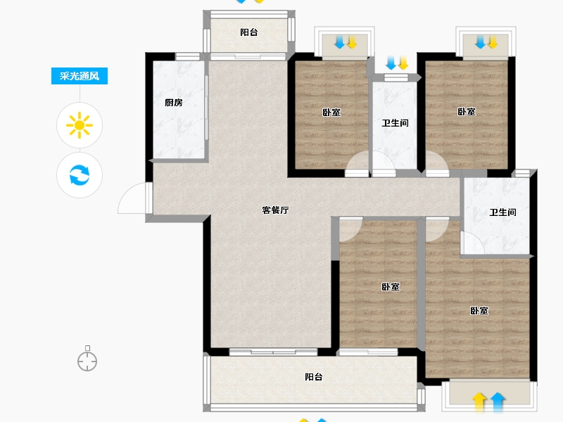 福建省-莆田市-富力院士廷-114.00-户型库-采光通风