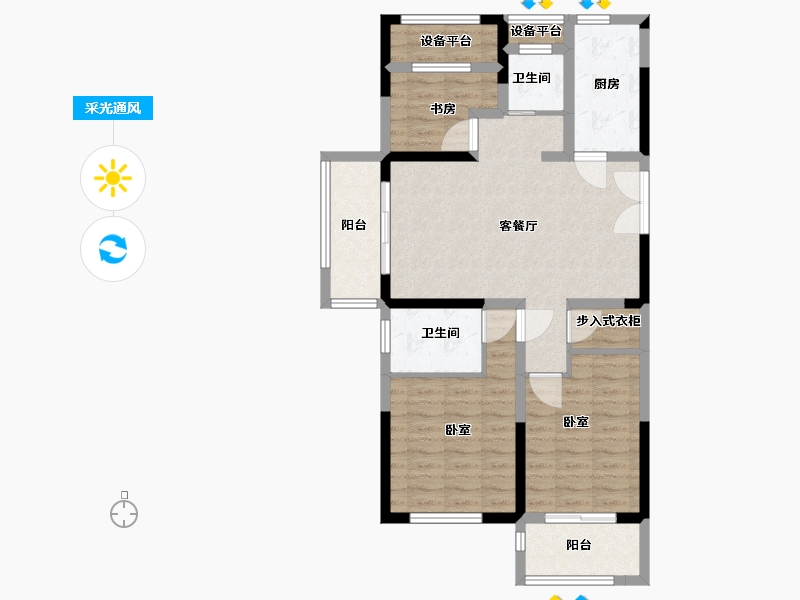 浙江省-湖州市-鸿翔中央府-88.00-户型库-采光通风