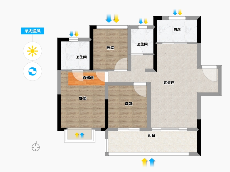 安徽省-合肥市-金地格林传奇-82.00-户型库-采光通风