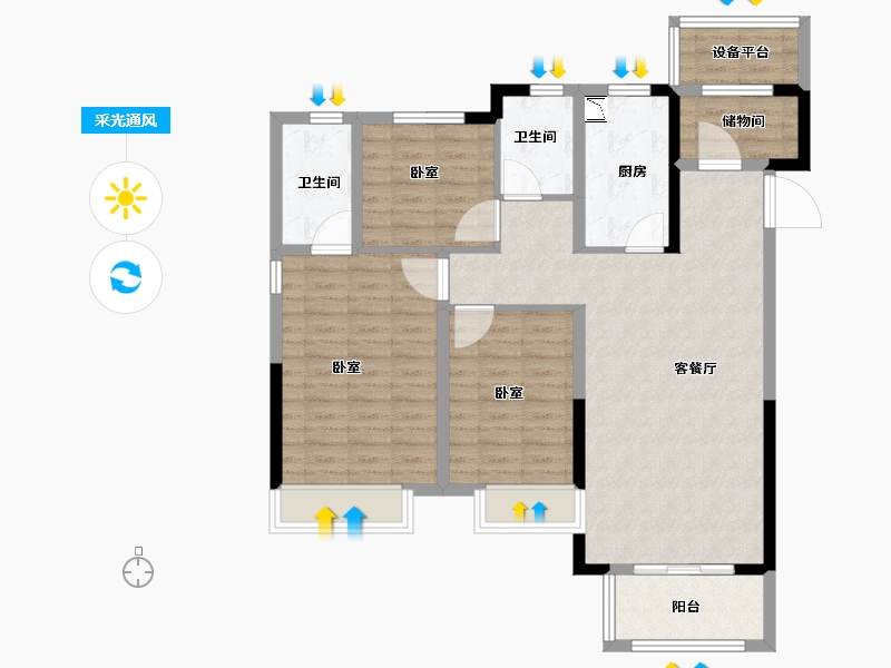 安徽省-合肥市-当代MOMΛ未来城-98.00-户型库-采光通风