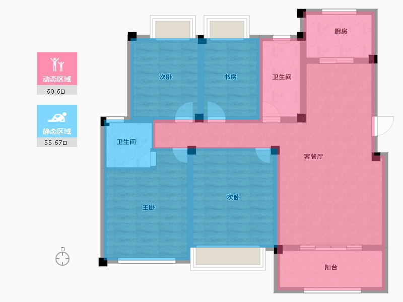 江苏省-扬州市-邗建·和瑞苑-103.21-户型库-动静分区