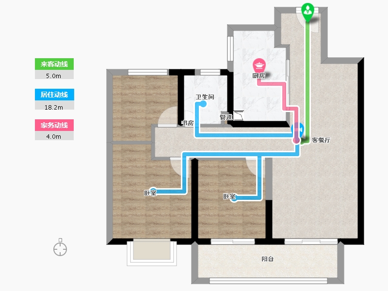 安徽省-淮南市-融创玉兰公馆-76.01-户型库-动静线