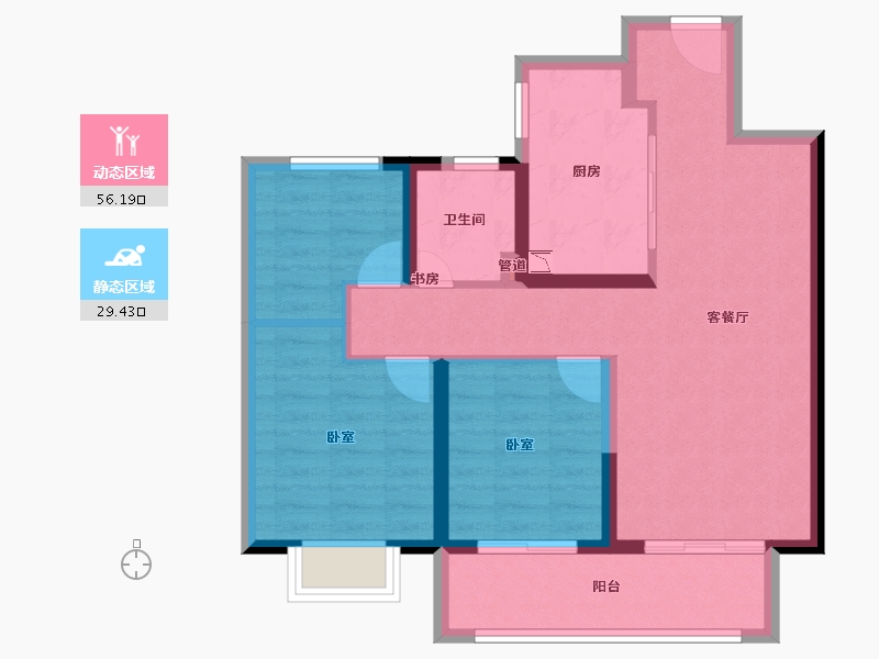 安徽省-淮南市-融创玉兰公馆-76.01-户型库-动静分区