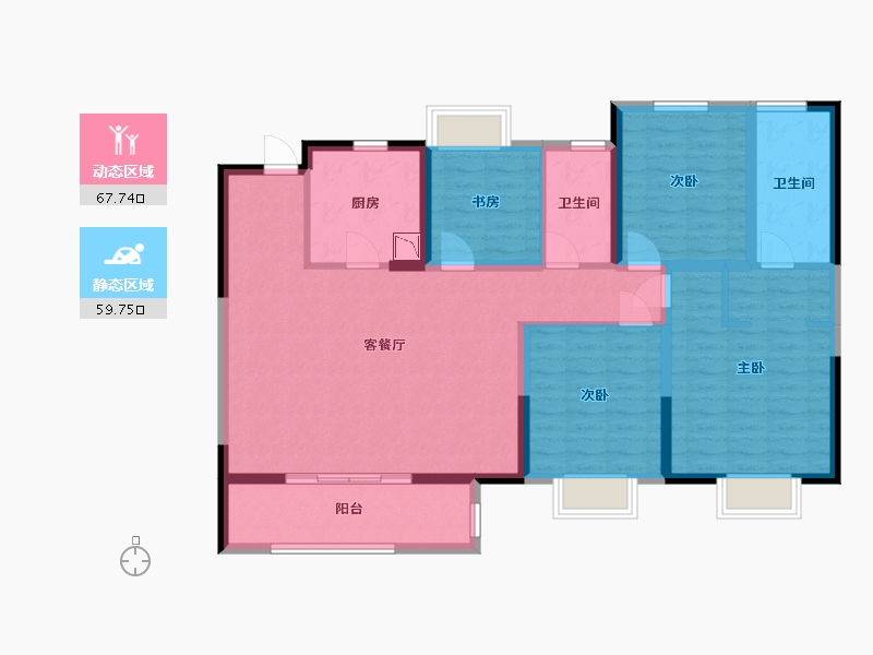 江苏省-南通市-富力半岛花园-113.99-户型库-动静分区