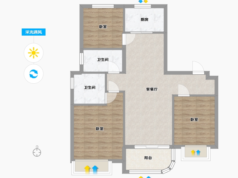 浙江省-宁波市-美的合景·美云合府-78.11-户型库-采光通风