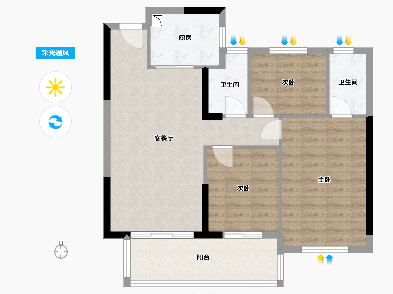 福建省-福州市-连江皇庭丹郡-81.00-户型库-采光通风