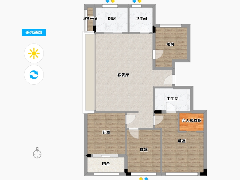 浙江省-湖州市-滨江棕榈·十里春晓-101.06-户型库-采光通风