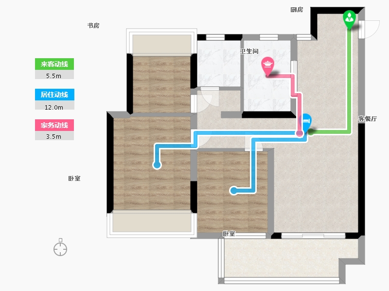 江苏省-苏州市-文锦云庭-71.00-户型库-动静线