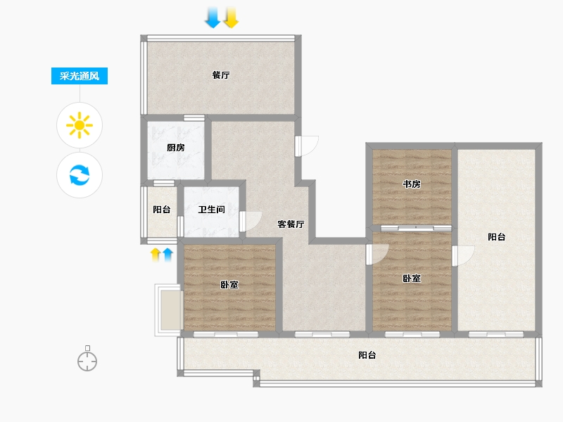 浙江省-宁波市-奉化山湖书院-125.93-户型库-采光通风