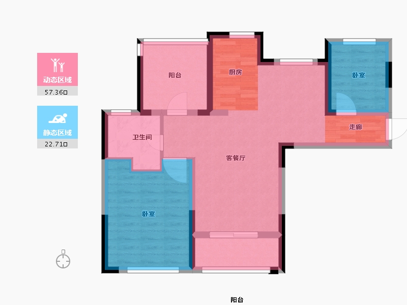 浙江省-金华市-宾虹星城-71.00-户型库-动静分区