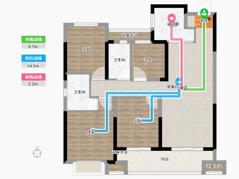 浙江省-台州市-富力溪庐-104.00-户型库-动静线