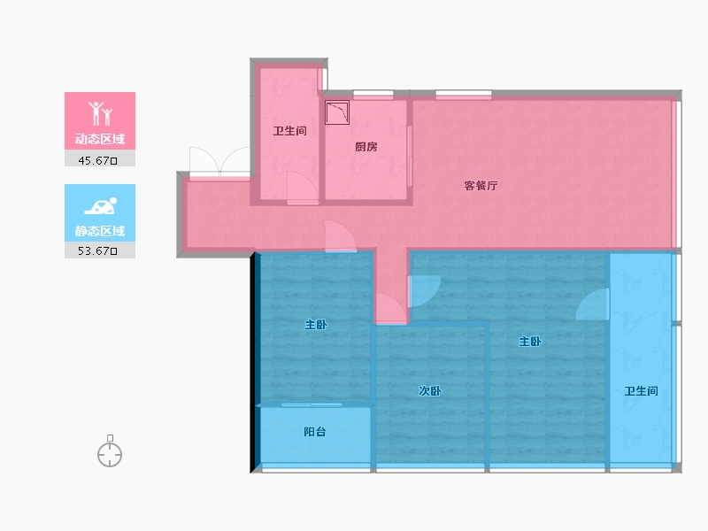 云南省-昆明市-润城X空间Ⅱ-90.14-户型库-动静分区