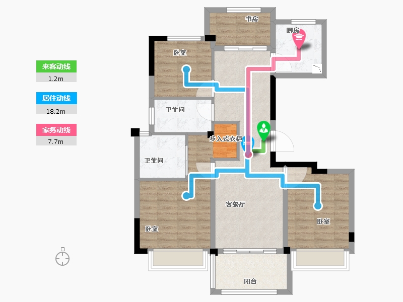 浙江省-宁波市-河姆渡国际花园二期-92.00-户型库-动静线