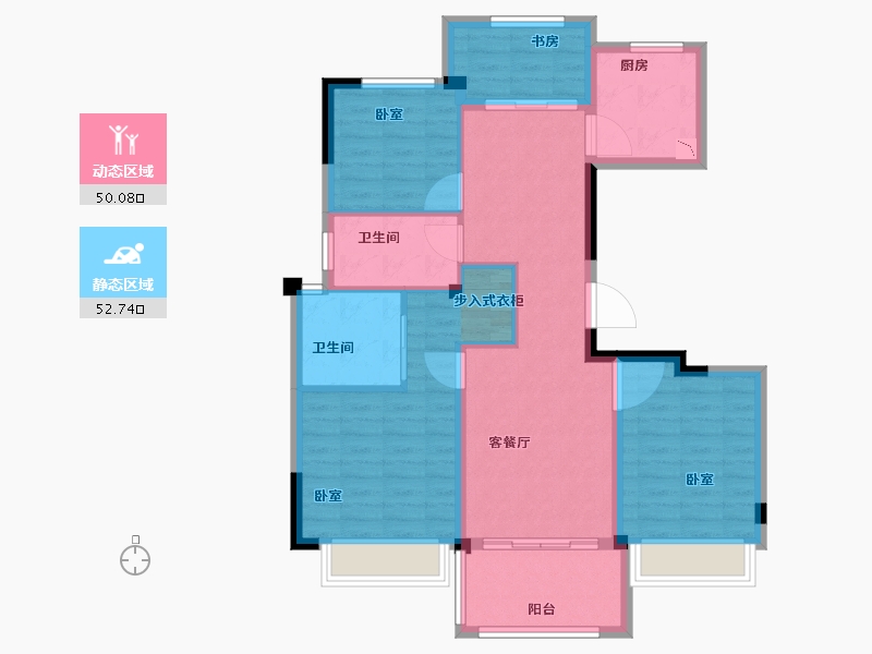 浙江省-宁波市-河姆渡国际花园二期-92.00-户型库-动静分区