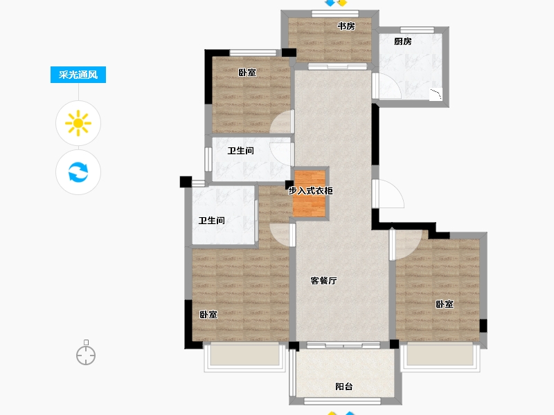 浙江省-宁波市-河姆渡国际花园二期-92.00-户型库-采光通风