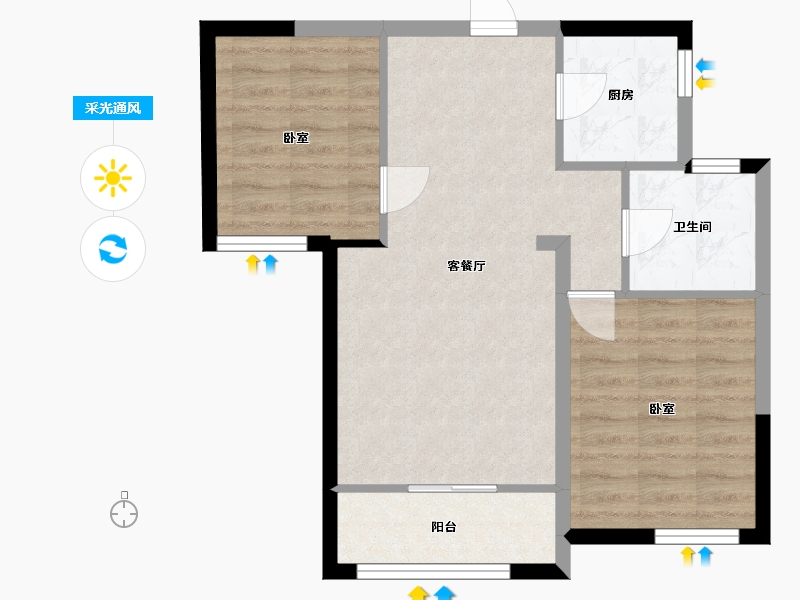 宁夏回族自治区-银川市-富地清华府-61.31-户型库-采光通风