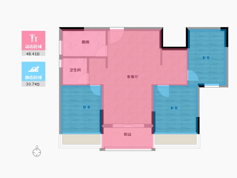 浙江省-金华市-宾虹星城-71.00-户型库-动静分区