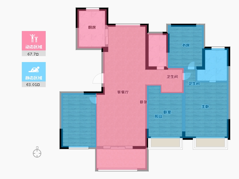 江苏省-无锡市-美的公园天下-117.08-户型库-动静分区