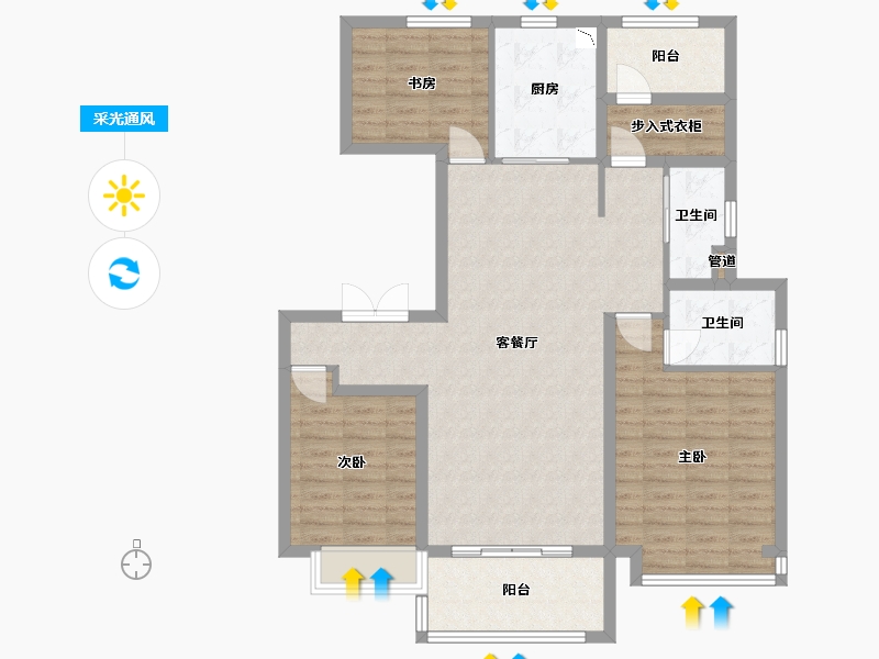 江苏省-泰州市-金通桃花源-105.01-户型库-采光通风