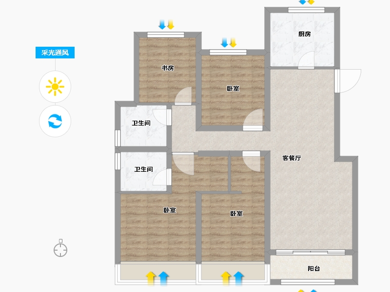 浙江省-金华市-新城云昱-101.00-户型库-采光通风