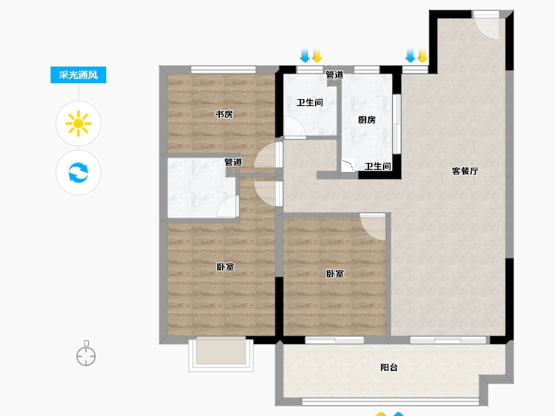 安徽省-淮南市-正和·楚都华府-92.01-户型库-采光通风