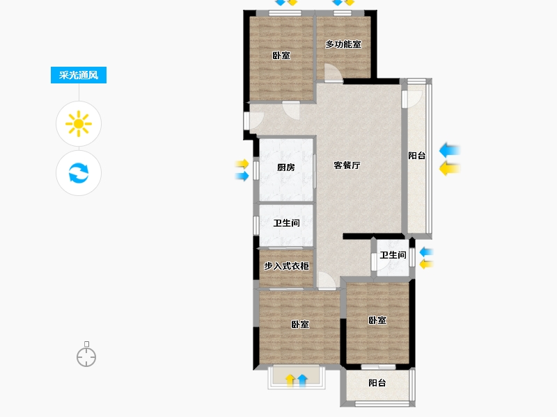 浙江省-宁波市-世纪滨江Ⅱ期•滨盛荟-100.76-户型库-采光通风