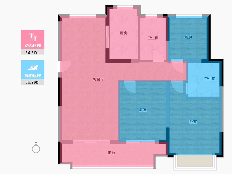 浙江省-宁波市-湖成大境-86.00-户型库-动静分区