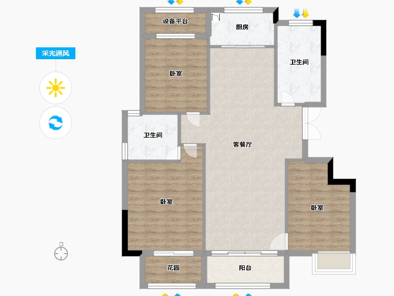 浙江省-湖州市-东成锦苑-99.93-户型库-采光通风