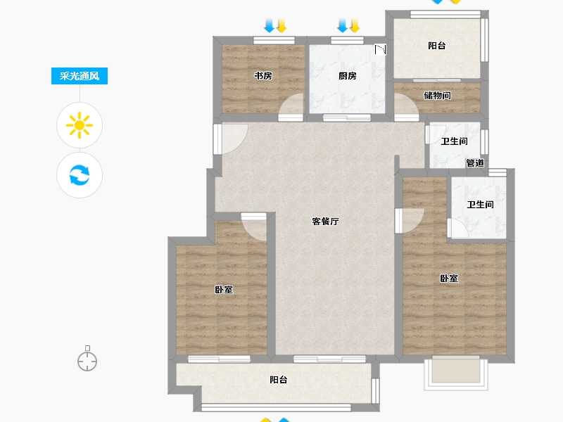 安徽省-淮南市-合肥孔雀城-92.01-户型库-采光通风