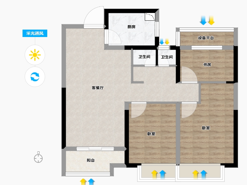 安徽省-合肥市-当代MOMΛ未来城-78.00-户型库-采光通风