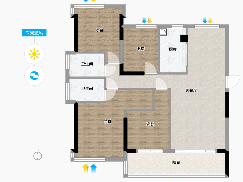 福建省-福州市-三盛璞悦滨江-99.00-户型库-采光通风