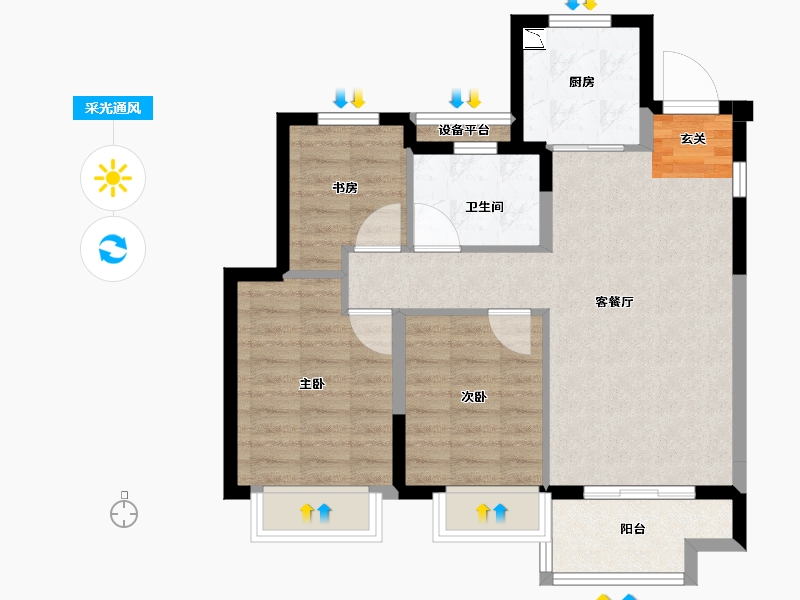 浙江省-台州市-招商博雅苑-70.39-户型库-采光通风