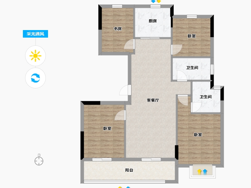 浙江省-嘉兴市-湖滨山庄-103.10-户型库-采光通风