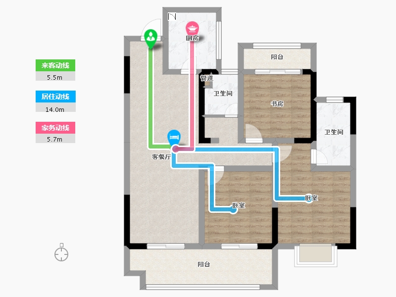 安徽省-淮南市-正和·楚都华府-95.01-户型库-动静线