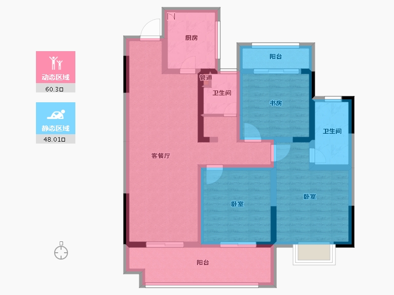 安徽省-淮南市-正和·楚都华府-95.01-户型库-动静分区