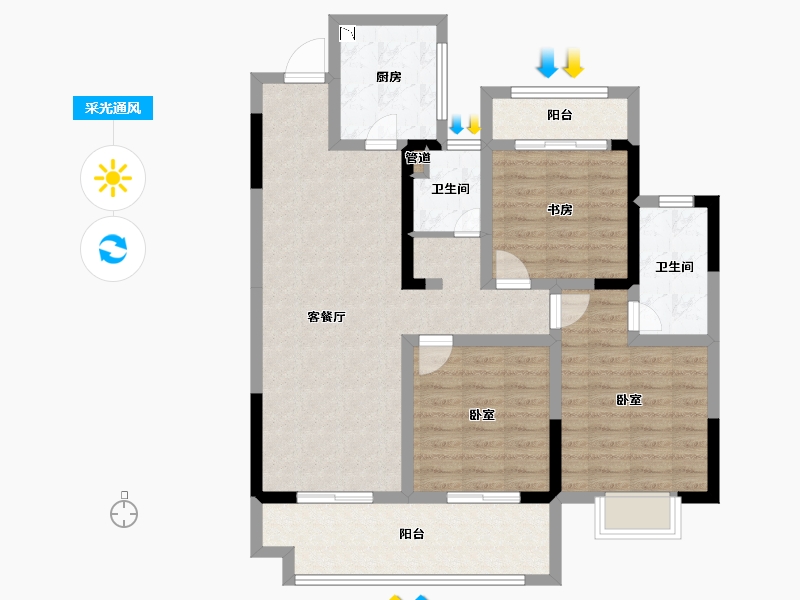 安徽省-淮南市-正和·楚都华府-95.01-户型库-采光通风