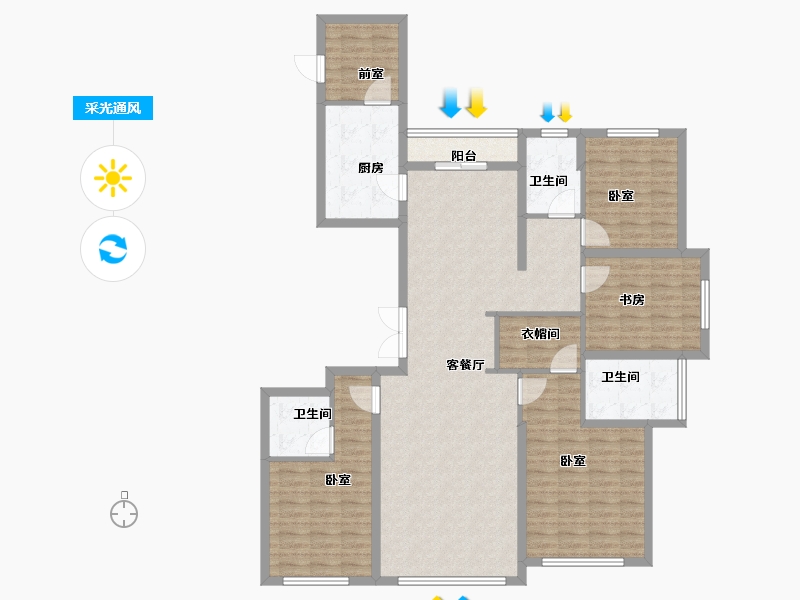 福建省-福州市-滨江One57-145.00-户型库-采光通风