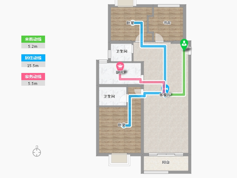 福建省-福州市-滨江One57-90.00-户型库-动静线