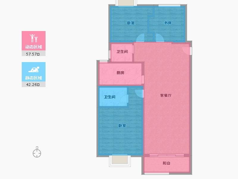 福建省-福州市-滨江One57-90.00-户型库-动静分区