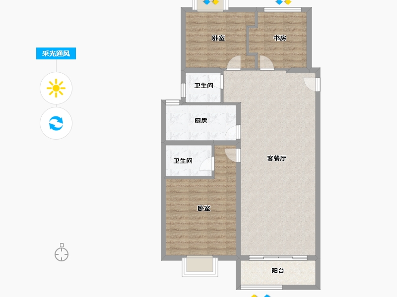 福建省-福州市-滨江One57-90.00-户型库-采光通风