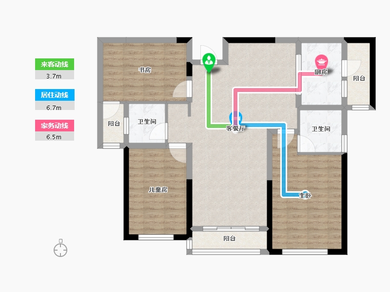 云南省-临沧市-海棠佳园-95.76-户型库-动静线