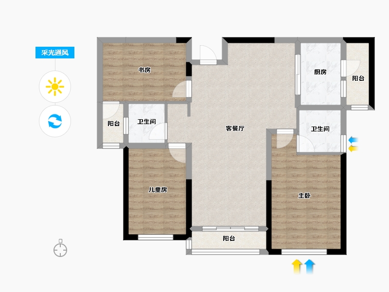 云南省-临沧市-海棠佳园-95.76-户型库-采光通风