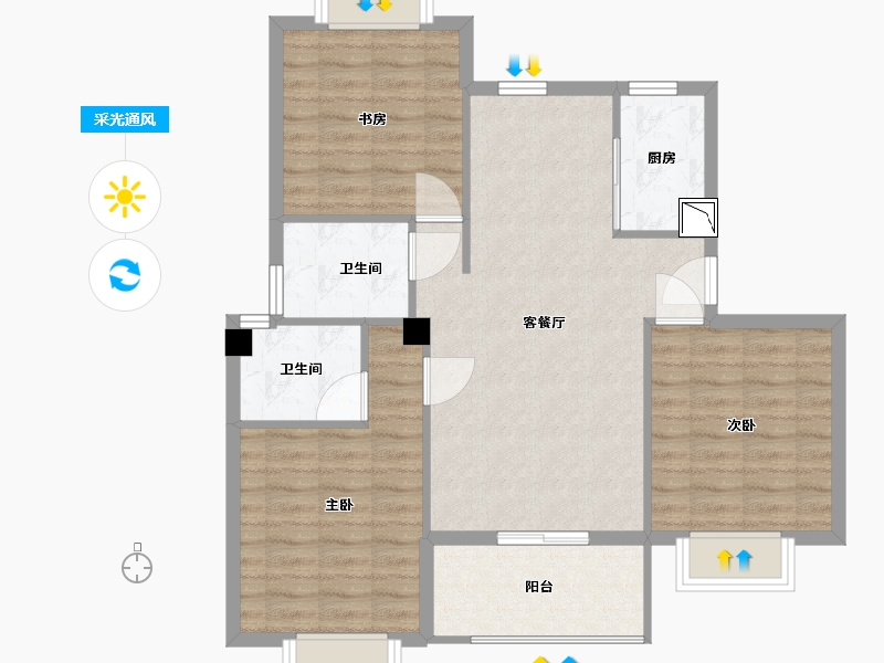 福建省-宁德市-润锦·星湖名筑-85.80-户型库-采光通风